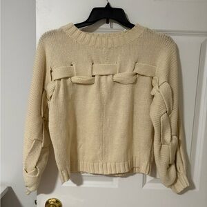 WOW Couture Cream Sweater with Braided Design